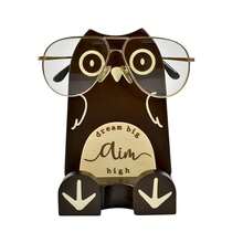 I'm Wood Multipurpose Eyeglass Phone Pen & Pencil Holder Stand Stationery Desk Box Organizer Accessories, Home Office Desktop Decor Birthday Graduation Gifts "Dream Big Aim High" (Owl) - Owl - 查看 5