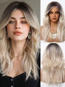 20 Inch Elegant Sexy Curly Wig, Tangle-Free Fiber, 150% Density, Rose Net Cap, Full Head Synthetic Wig, Suitable For All - Ombre - View 3