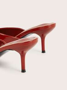 Minimalist Chic Blue Open Toe Backless Stiletto High Heel Sandals,Spring Summer Outfits - Red - View 5