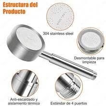 CYPNSendowtek Regadera de Teléfono de Mano Alcachofa de Ducha de Acero Inoxidable 304 con 1.5m Manguera Flexible de y Soporte de Ducha Filtro de Algodón Incorporado Adoptando Conector G 1/2'' - PlataFashion - 219302756 - Ver 5