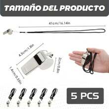 CYPNSilbato de Acero Inoxidable Paquete de 5 Silbato de Sonido Fuerte Ideal para Entrenadores Fuerte y Duradero para Árbitros Entrenadores Salvavidas Deportes de EquipoFashion - como en la foto - Ver 3