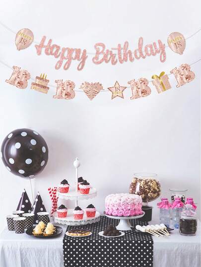 Rose Gold Happy 18/21/30/40/50/60th Birthday Banner, Pink Happy Birthday Sign Garland Party Decorations For Girls Women Birthday Party Supplies