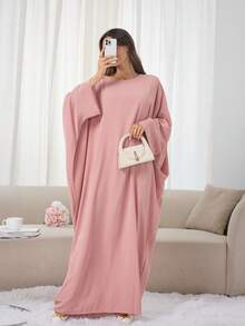 1 pièce Robe Khimar à manches chauve-souris grande taille douce, Hijab de prière de qualité supérieure pour femmes musulmanes, Vêtements islamiques, Khimar polyvalent classique pour toute robe Abaya - Multicolore - Voir 4