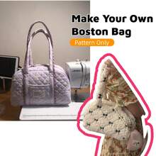 DIY Sewing Pattern: Medium Boston Tote Bag (Finished Size 12" X 8" / 31x20cm) - Pre-Cut Hard Paper Templates - Instructions For Sturdy Shape Included (Pattern Only) - A - View 7