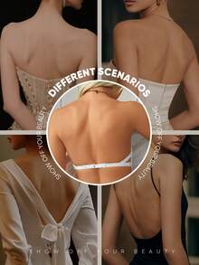 MEIYATING Áo ngực quây ren gợi cảm dành cho nữ, thoáng khí, nhẹ, không lưng, phù hợp với nhiều trang phục mùa hè. - trắng - Xem 9