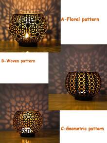 金属铁艺镂空花卉烛台，创意桌面装饰品，烛台灯，氛围摆件，适用于家居装饰、卧室、门厅、客厅，创意摆件，节日礼物，派对氛围营造器，情人节礼物，烛台套装 - 彩色 - 查看 7