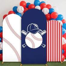 Decoraciones de fiesta de béisbol arco de béisbol cubiertas de telón de fondo deportes fiesta temática fondo de fotos de elastano cubierta de soporte para niños cumpleaños fiesta deportiva - como en la foto - Ver 1