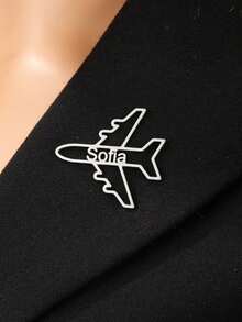 Customized Personalized Airplane Badge - Custom Name/Initial/Text, Aviation Pin Brooch, Suitable For Pilots, Crew Members And Travelers, Flight Number/Call Sign Holiday Gift - Multicolor - View 5