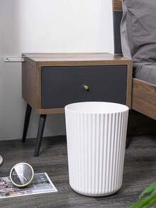 1 pieza Papelera de escritorio minimalista a rayas, evita la propagación de olores, se puede usar para almacenar cáscaras de frutas, recortes de papel y otros desechos de escritorio, mantiene el escritorio limpio. Adecuado para el baño, el escritorio de la oficina en casa y otros espacios. - Multicolor - Ver 4