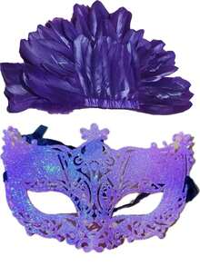 Bộ 2 mặt nạ và mũ đội đầu biểu diễn lễ hội Carnival. - Nhiều màu - Xem 10