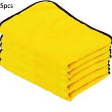 1/5/10pcs Modern Towels, Car Towels, Absorbent, Soft Knitted Fabric, Quick-Drying, Durable, Non-Shedding, Reusable, Machine Washable, Yellow & Black Square Design, Suitable For Home, Car, Bathroom, Glass Cleaning, And Dish Wiping