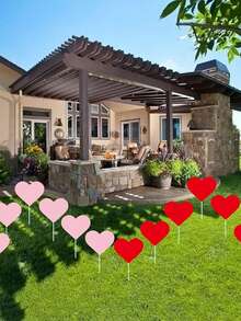 6pcs/1pc Heart-Shaped Plastic Decorations, Modern Garden Decor, Freestanding, Battery-Free, Suitable For Weddings And Outdoor Events - Multicolor - View 5