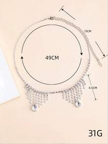 1pc Exaggerated Rhinestone Glass Adjustable Water Drop Pendant, Suitable For Women, Cosplay, Party, Wedding, Gift, Fashion Face Jewelry - Multicolor - View 2