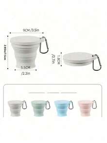 2个/套户外硅胶折叠杯，带登山扣，6.09盎司创意便携伸缩冲洗杯，适合旅行、户外运动，带盖可折叠冲洗杯，硅胶折叠杯，便携式伸缩杯，旅行冲洗杯，可折叠防漏便携式运动旅行冲洗水瓶，适合户外徒步露营，露营装备，露营必备品 - 彩色 - 查看 6
