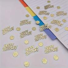 100粒/200粒金色闪光生日快乐波点彩纸，闪光生日快乐彩纸，圆形和字母设计，适用于生日派对、生日庆典、成人礼、婚礼、周年纪念日、金色闪光派对用品、桌面散落装饰、室内外均可使用、生日派对装饰、家居装饰 - 彩色 - 查看 4