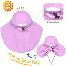 Sombrero de sol para niños, UPF50+, para verano, playa, juego, protección solar, con solapa para el cuello, para niñas y niños de 5 a 14 años - como en la foto - Ver 4