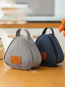 1 pieza de bolsa de almuerzo aislada y reforzada en gris, negro y azul, bolsa térmica portátil para el almuerzo, bolsa de almuerzo reutilizable para estudiantes, bolsa de almuerzo aislada con forro de aluminio grueso. Adecuada para el hogar, la oficina, los suministros escolares, portátil y reutilizable, ideal para acampar y excursiones a la playa, almacenamiento de artículos, suministros escolares, organizadores y almacenamiento de cocina, accesorios de cocina, regalo del Día de San Valentín, regalos recientes de días festivos - Multicolor - Ver 7