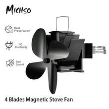 Ventilador magnético para estufa MICHSO, alimentado por calor, para chimeneas y tubos, distribución eficiente del calor en el hogar - Negro - Ver 3