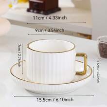 6 Set Of Luxurious Gold-Trimmed Ceramic Tea Set With Coffee Cup And Saucer, Dishwasher . Ideal For Home Kitchen, Table Decoration, Afternoon Tea, Coffee Drinking, Personalized Gifts, Kitchen Accessories, Ramadan, Parties, Birthdays, Weddings, And Dinner Parties.Valentines Gift For Him,Valentines Gift - White - View 9