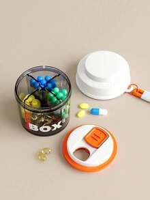 1pc Portable Pill Box, Travel Pill Case, Mini Medicine Box, Compact Medication Holder For Work, Suitable For Elderly