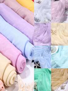 1pc Soft Fabric, Gauze Delicate Embroidered Hanfu Dress Chiffon Scarf Sunscreen Clothing DIY Pre-Cut Fabric - Multicolor - View 1