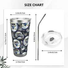 304 Stainless Steel Double Silver Edge Vacuum Insulated Drum 340g - Reusable Travel Cup With Stainless Steel Straw - This Is A Stainless Steel Water Cup About The San Diego Baseball Padres  Theme - Leak Proof, Sweat Proof, Can Maintain Hot And Cold Temperatures For Hours, Frees Of Bisphenol A, Suitable For Car Cup Holders, Very Suitable For Match Days, Sports Events, Commuting, Office Rest And Outdoor Activities, Durable Double Wall Structure Fashionable Fan Gift - Silver - View 3