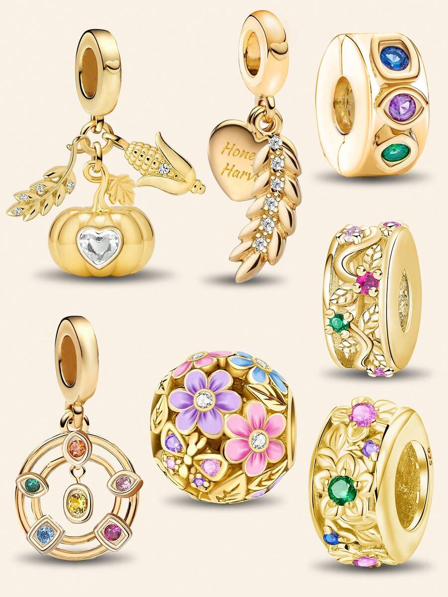 1pc 925 Sterling Silver 6 Beads Energy Stone Pendant, Suitable For Women Jewelry DIY Bracelet - Beads 2 - View 1