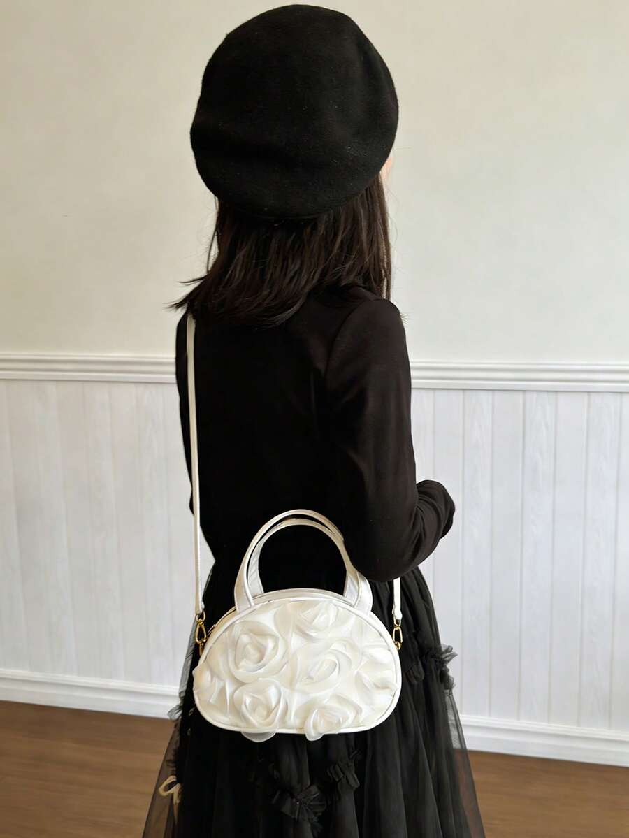 1个青少年3D立体花卉手提包，拉链封口单肩斜挎包，适合斋月聚会、购物、日常使用 - A - 查看 1