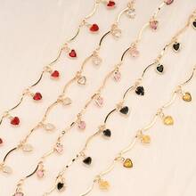 1 Meter Heart-Shaped Zirconia Chain Accessory Handmade Chain Findings For Jewelry DIY Clothing Shoes And Bags Making Chains Supplies - Heart-shaped - View 7
