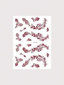 1pc Flower Hanne Tattoo Stickers For Women, Hand ,Leg And Body Art Disposable Temporary Tattoos ,For Women Fake Henna Stickers Waterproof For Festival Wedding Body Art - Burgundy - View 12