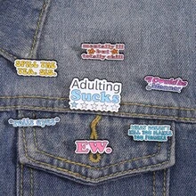 Cartoon Brooches Are Hot, Fun And Funny, Text Combination Brooches, Personalized Internet Hot Stems, Badges, Niche Accessories, Pins, Creative Packaging - QHXZ5460 - 查看 2