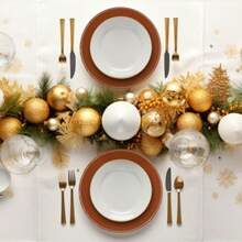Bokon Juego de 6 platos de carga navideños redondos de 33 cm con cuentas de plástico elegantes confiables y reutilizables para decoración de mesa de fiesta de bodas evento Navidad cena Marrón - Marrn - Ver 7