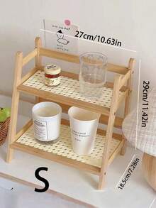 1 Set Soporte para tazas para sala de estar y cocina, estantería para especias, estantería para tazas, estantería para exhibición de muebles, estantería de almacenamiento decorativa, estantería para bandejas, estantería para macetas, estantería para exhibición de plantas en macetas pequeñas, estantería de almacenamiento decorativa para entrada de cocina y sala de estar, estantería para frascos de especias, estantería para almacenamiento de tazas, soporte tejido para tazas - Amarillo - Ver 9