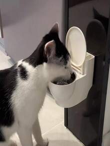 Cat Toilet Water Bowl, Easy To Clean Pet Bowl, Funny Drinking Water Device For Cats And Dogs, Pet Supplies - 1L - View 3