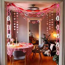 TaoBary Streamers Decoraciones de fiesta de 333 pies Crepe Pastel Streamers 4 rollos de 400 hojas de cadena de papel guirnalda de 66 pies colgante de corazón para fiesta pastel cumpleaños decoración - Rojo y rosa - Ver 6