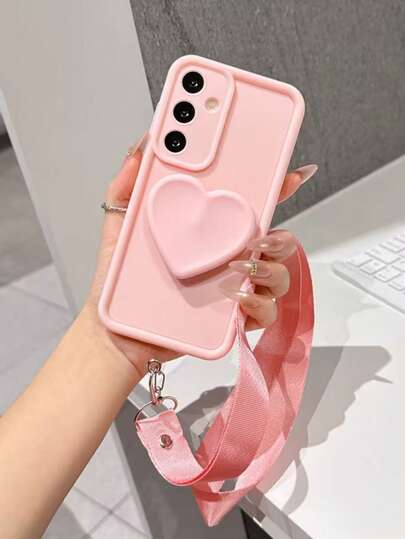 1 st. gör-det-själv hjärtformad mobiltelefonhållare, hjärtformat mobilsnodd för alla hjärtans dag, makaronerosa mobilskal, 2025 års senaste hetaste mobilskal med grepp och militärt stötsäkert skydd. Kompatibel med Galaxy S25, S24, S24 Plus/S24+, S24 Ultra, S24 FE, S20, S21, S22, S23 och kompatibel med iPhone 11/11 Pro/11 Pro Max/12/12 Pro/12 Pro Max/13/13 Pro/13 Pro Max/14/14 Pro/14 Pro Max/15/15 Pro/15 Pro Max/16/16 Pro/16 Pro Max/16E.