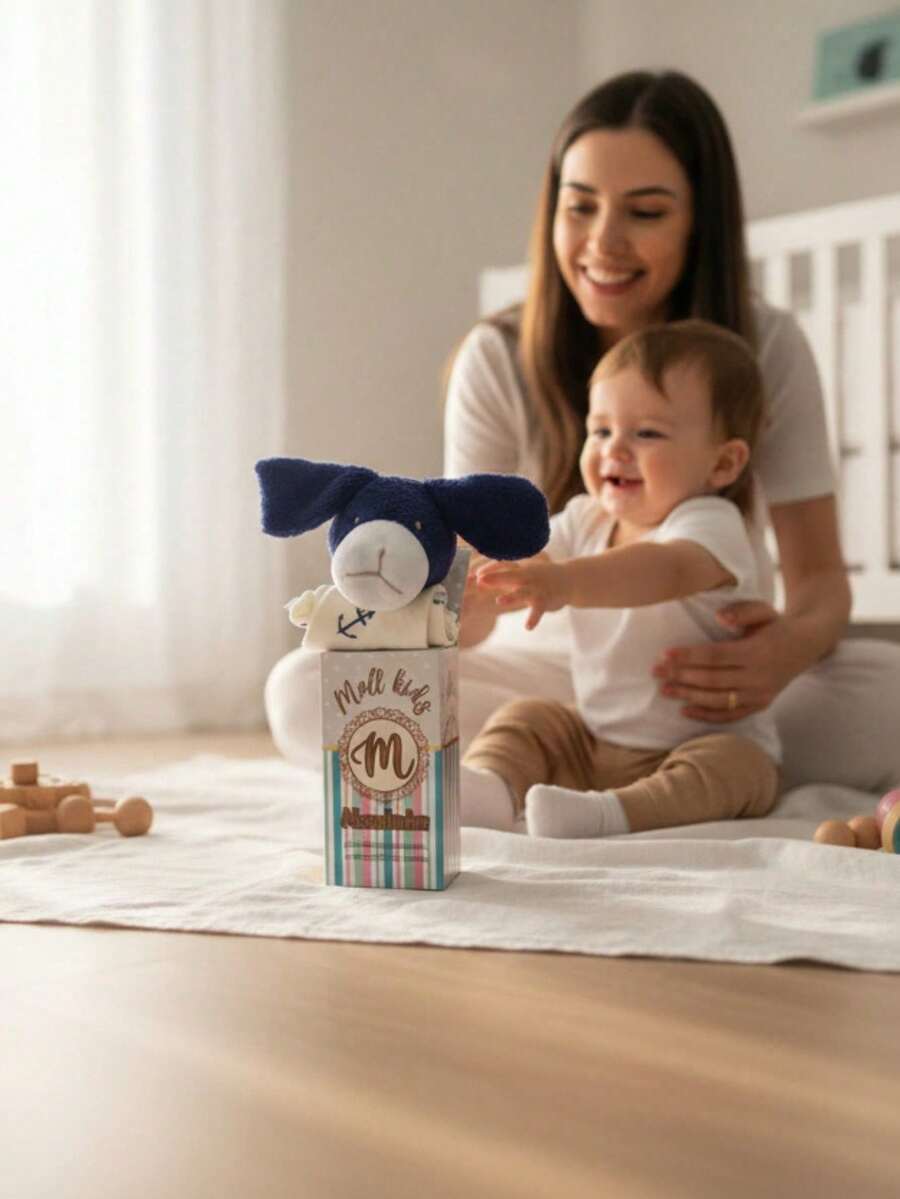 Baby Blanket With Lion Plush Toy And Green Microsoft Lining. - ANJING BIRU - View 1