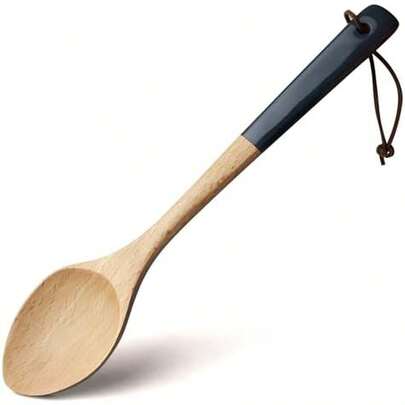 AOOSY Large Wooden Cooking Spoons For Kitchen, 12 Inch Natural Wood Spoons With Heat Resistant & Scratch-Free Design For Mixing, Baking, Serving Nonstick Cookware