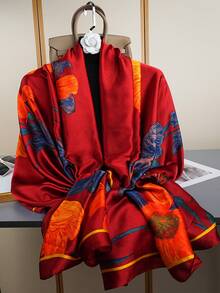 1pc New Printed Scarf, Fashion Headscarf, Luxury Neckerchief 85*180CM Cross-Section Scarf, Women's Silk Scarf, Outdoor Shawl, All Season Long Scarf - Multicolor - View 5