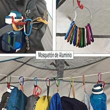 CYPN20PCS Mosquetón de Aluminio Mosquetones Multifuncionales Clips de Mosquetón con 20 Llaveros Redondos Llaveros para Hombre Aplicable Cuerdas Llaveros Botellas de AguaFashion - 219710008 - Ver 8