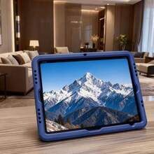 Elegant And Functional: Universal And Adjustable And 360° Rotating Back Stand Case Compatible With IPad Air (4/5/6/7th Gen) Air 11 Inch M2 2024 Air 10.9 Inch 2020 And IPad 10th/11th Gen , Lightweight EVA Material With Full-Body Protection - Blue - View 2