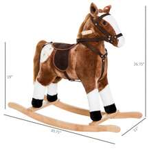 Children's Plush Rocking Horse, Brown And White Simulated Pony Solid Wood Rocking Board, Baby Balance Training Toy - màu nâu - Xem 4