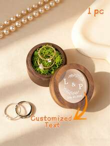 1 Pc Personalized Wooden Ring Box, With Clear Acrylic Cover, Custom Wedding Engagement Proposal Ring Holder, Bridal Gift For Her, Wedding Gifts - Multicolor - View 2
