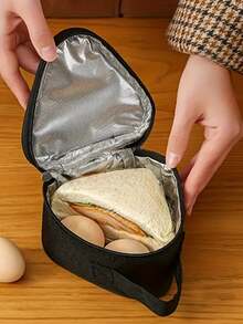 1 pieza de bolsa de almuerzo aislada y reforzada en gris, negro y azul, bolsa térmica portátil para el almuerzo, bolsa de almuerzo reutilizable para estudiantes, bolsa de almuerzo aislada con forro de aluminio grueso. Adecuada para el hogar, la oficina, los suministros escolares, portátil y reutilizable, ideal para acampar y excursiones a la playa, almacenamiento de artículos, suministros escolares, organizadores y almacenamiento de cocina, accesorios de cocina, regalo del Día de San Valentín, regalos recientes de días festivos - Multicolor - Ver 3