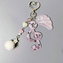 1 chiếc móc khóa nữ kiểu Hàn Quốc cổ điển mới, chấm bi, sọc, hình nốt nhạc, dây acrylic, mặt dây chuyền hình bướm lấp lánh, phụ kiện móc khóa túi xách dự tiệc dễ thương, sáng tạo theo phong cách vintage. - Nhiều màu - Xem 20