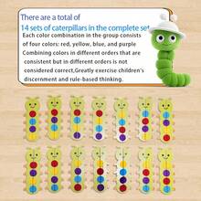 qixi 1 Conjunto Brinquedo Educativo para Crianças, Empilhamento e Classificação, Presente Matemático, Brinquedo de Quebra-cabeça de Classificação Pré-escolar, Habilidades Motoras Finas, Combinação de Cores, Treinamento Cognitivo Lagarta - Multicolorido - Visão 6