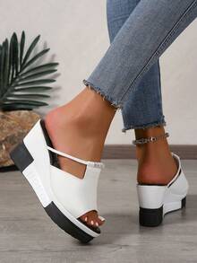 2025 Summer Chunky Heel Sandals Women's Platform Ankle Strap Rhinestone Dress Sandals For Wedding & Party,11Women's Comfortable Platform Sandals Slip-Resistant Sole Black & White Lengthening Legs Daily Wear,Elegant Rhinestone Buckle Heeled Sandals Genuine Leather Lining Comfort Wedge Summer Shoes For Women,Casual Chic White Platform Sandals Ankle Strap Designer Look Women's Shoes For Jeans & Dresses,Women's Low Wedge Heel Sandals Non-Slip Rubber Sole Open-Toe Beach Walking Sandals - 211 - Xem 4