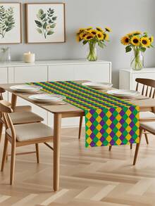 1 件装菱形图案桌旗，适用于嘉年华节日、派对、假日主题家居客厅餐桌装饰 - 綠色 - 查看 2