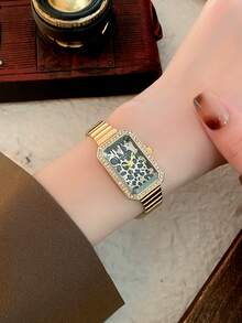 1pc Gold Bamboo Strap, Fashion Women's Quartz Watch, Gold Color, Suitable For Daily Wear, Retro Style, Couple Watch, Best Gift Choice - 金色 - 查看 3