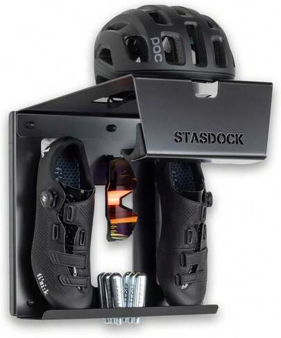 Wall Bike Rack | Bike Storage Wall Mount System | For Race Bicycles (Happy Black) And Mountain Bikes | Bike Shelf | Indoor Bike Wall Bracket | Store Your Helmet And Shoes | Home And Garage